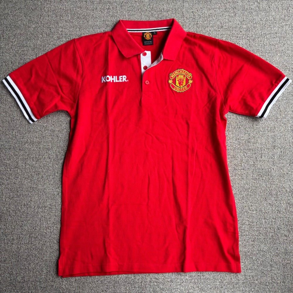 Manchester United Polo Shirt Mens L Red Official Product Kohler Soccer